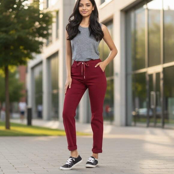 NWT Judy Blue Scarlett Red Denim Boyfriend Janie Jogger Jeans Womens Size 20W - Picture 1 of 16